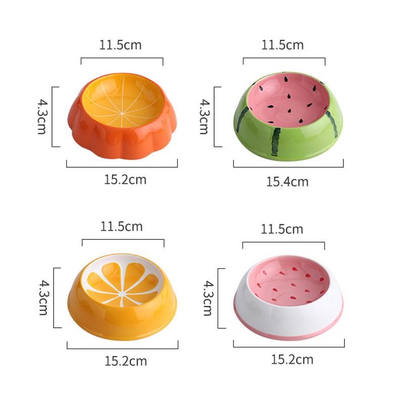 Dimensions de nos petites gamelles en céramique pour chien et chat : Edition fruits