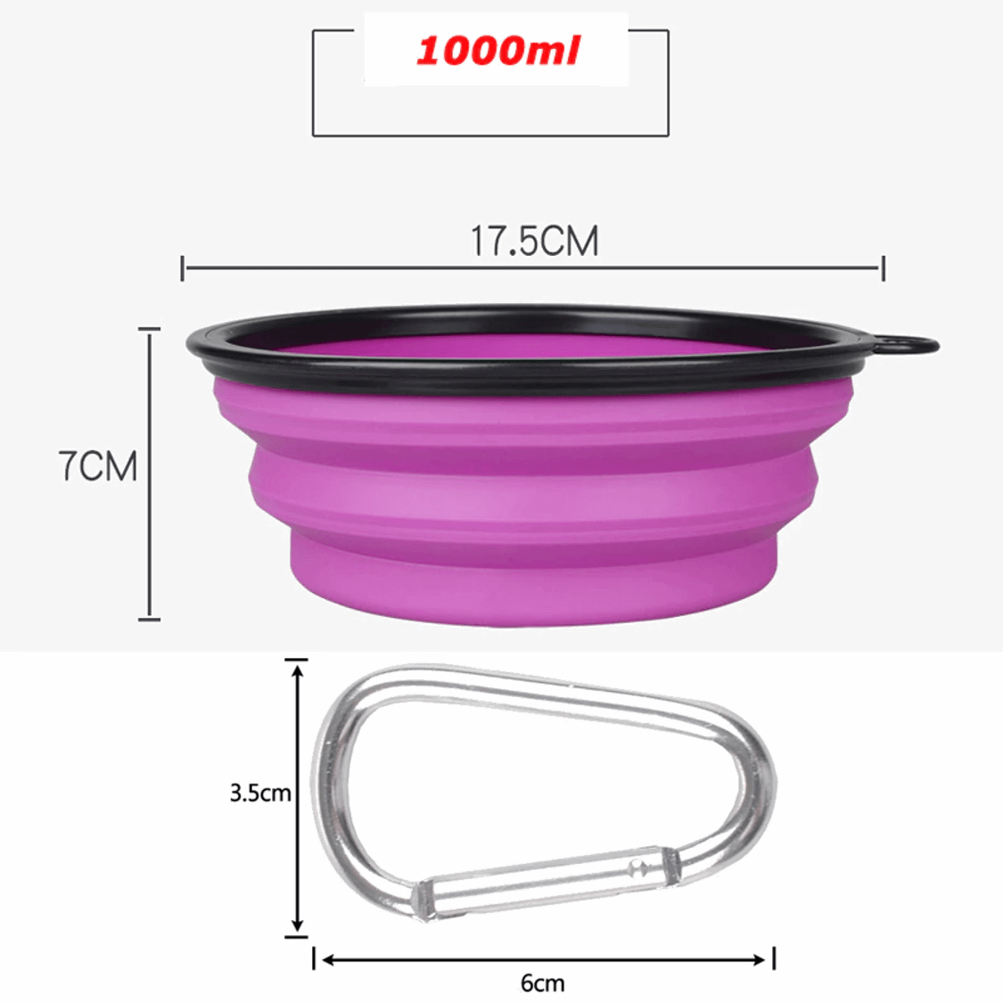 Gamelle de voyage 1000ml pour chien