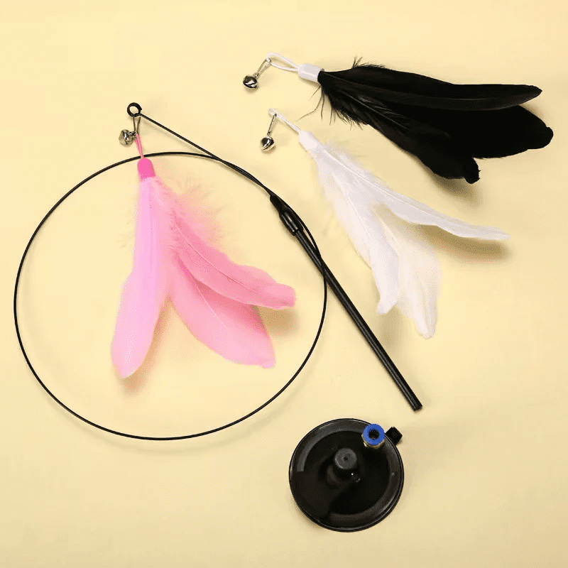 Canne à pêche avec ventouse pour chat disponible en 3 couleurs