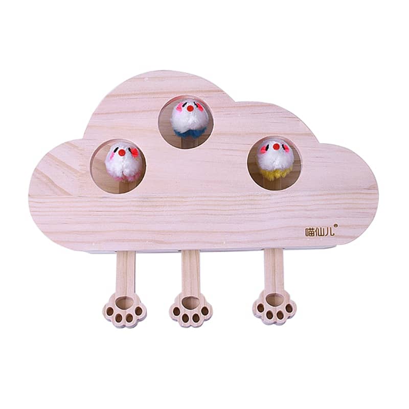 Puzzle de chasse en bois à 3 trous pour chat