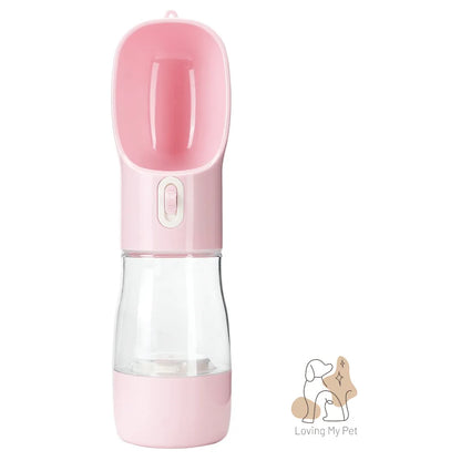 Gourde 3-en-1 rose pour chien et chat