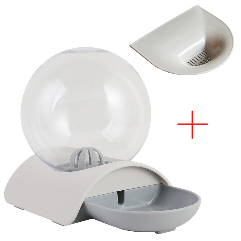 Fontaine bulle à eau grise avec accessoire pour chat