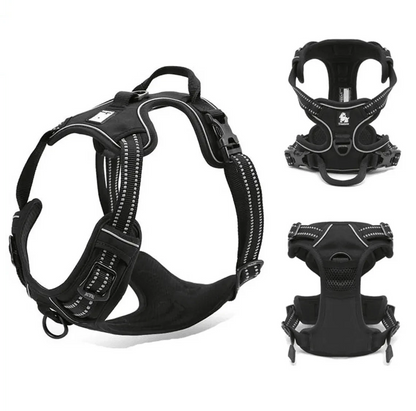 Harnais noir anti traction pour chien