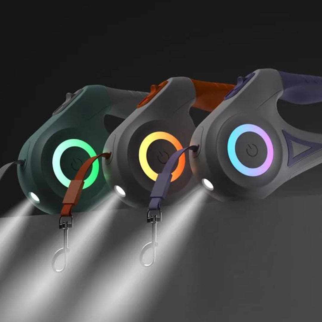 Gamme de laisse rétractable avec lumière LED