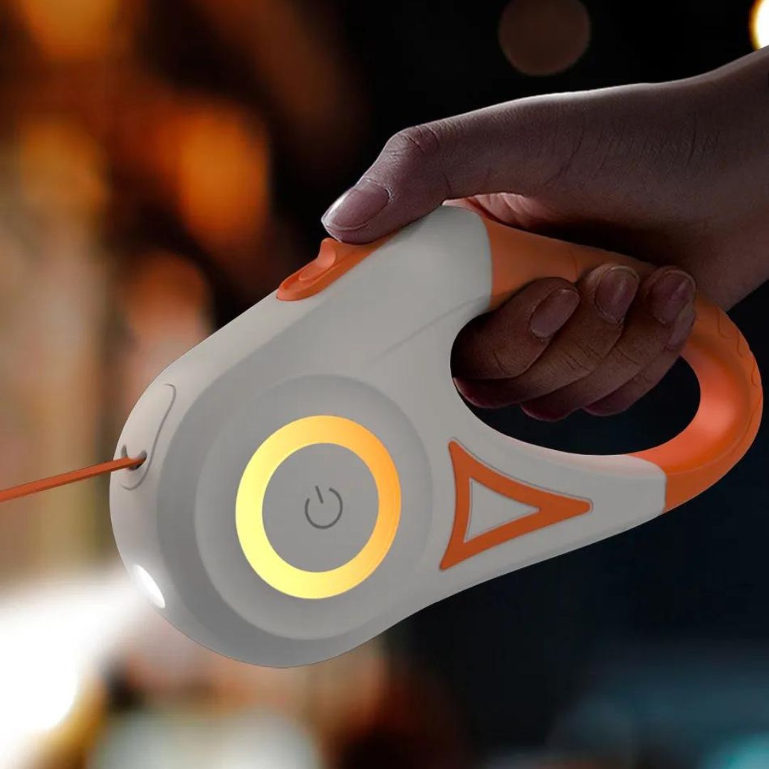 Sécurité accrue la nuit avec notre laisse rétractable avec lumière LED