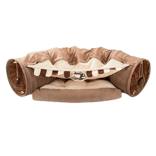 Lit pliable avec tunnel pour chat