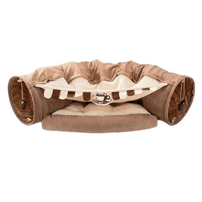 Lit pliable avec tunnel pour chat