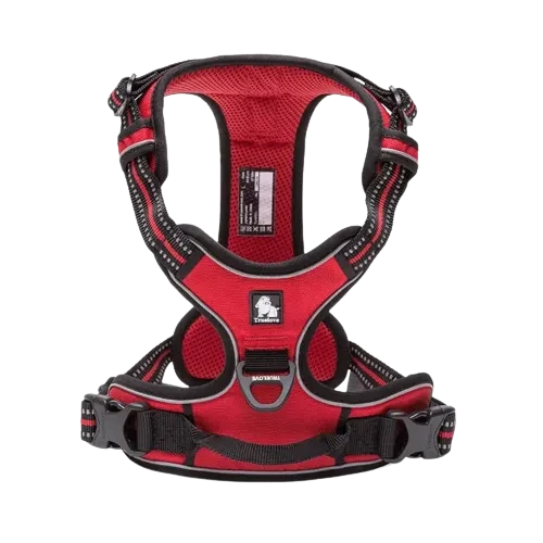 Harnais rouge anti traction pour chien