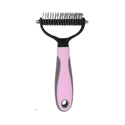 Brosse rose avec dents pour chien et chat