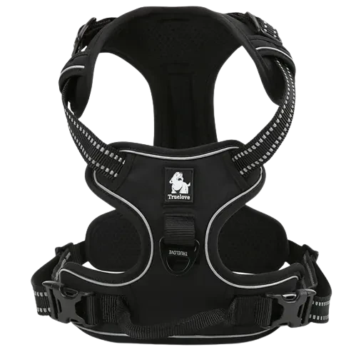 Harnais noir anti traction pour chien