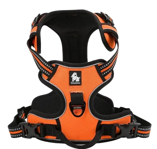 Harnais orange anti traction pour chien