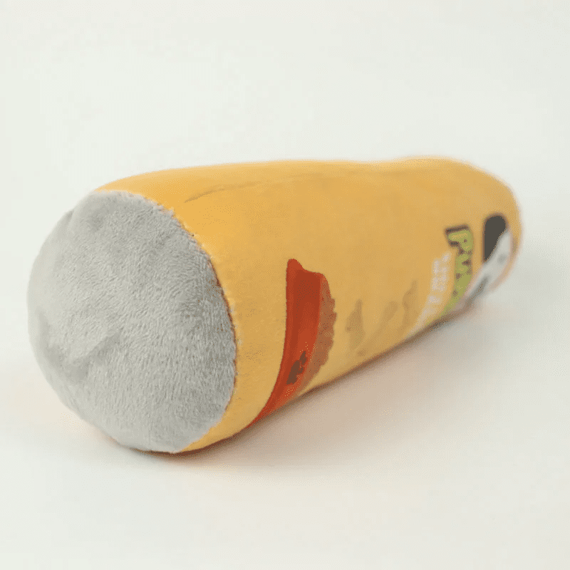 Détails de notre peluche à mâcher en forme de tube de chips