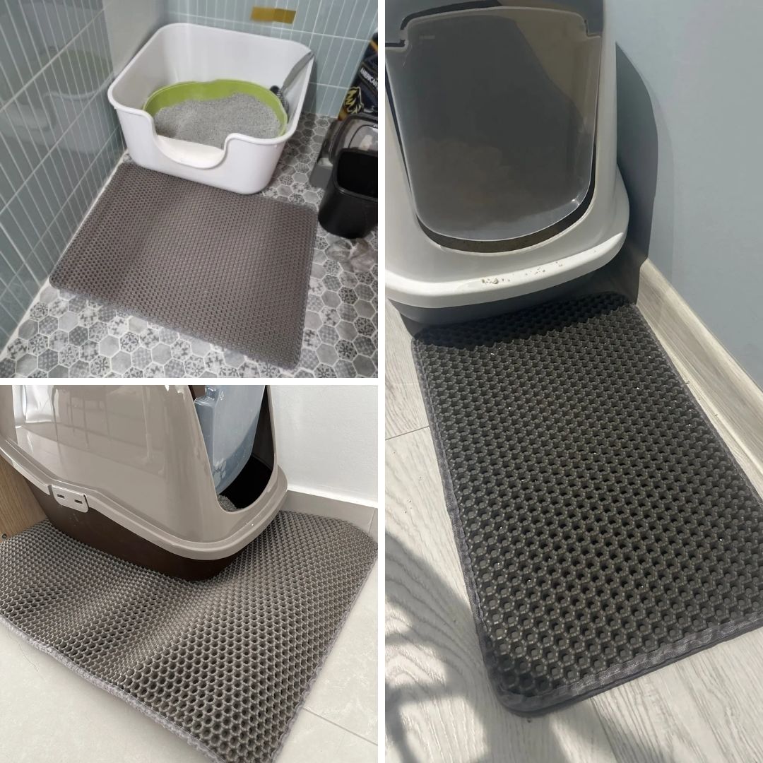 Photos clients de notre tapis de litière en polymère pour chat