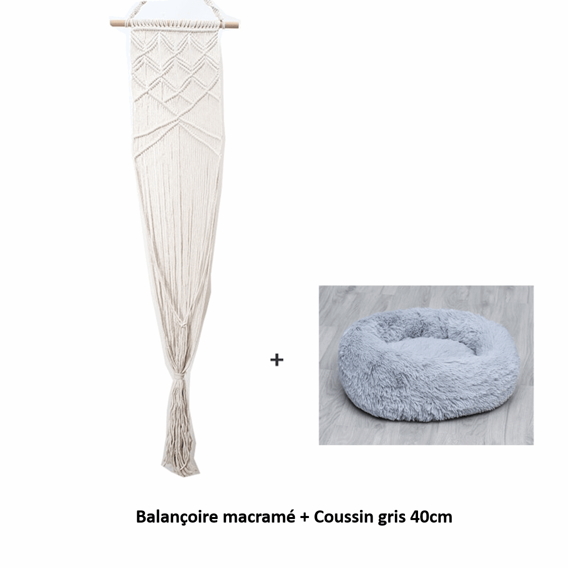 Couchage balançoire pour chat avec coussin gris