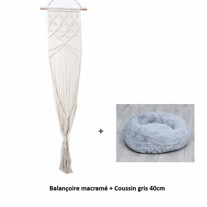 Couchage balançoire pour chat avec coussin gris