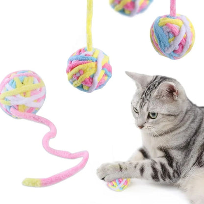 Chat avec nos balles avec ficelle pour chat