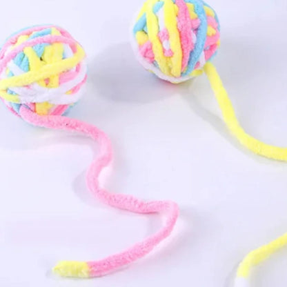 Balle avec ficelle pour chat - Pastel