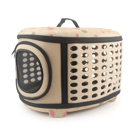 Sac de transport semi-rigide beige pour chien et chat