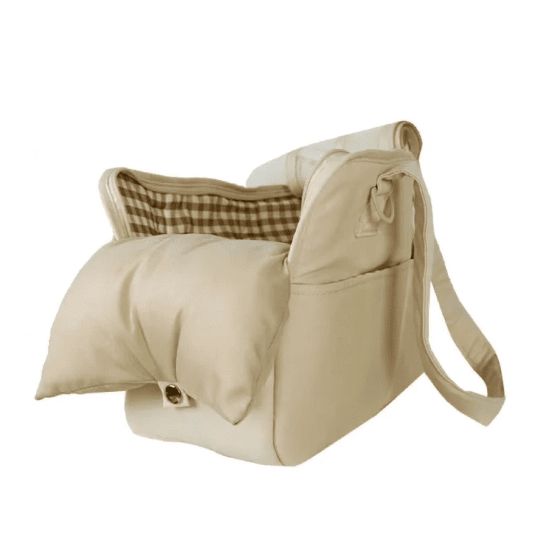 Sac de transport confortable beige pour petit chien et chat