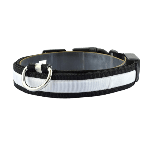 Collier lumineux LED noir  en nylon pour chien et chat