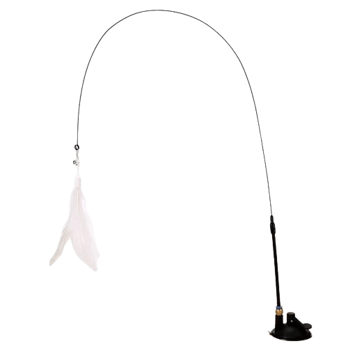 Canne à pêche blanche avec ventouse pour chat