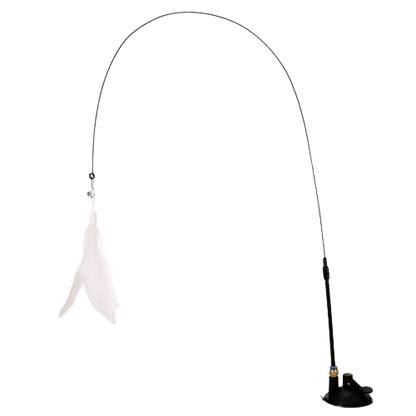 Canne à pêche blanche avec ventouse pour chat