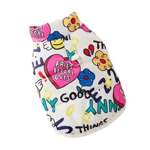 Doudoune blanche imprimée pour chien