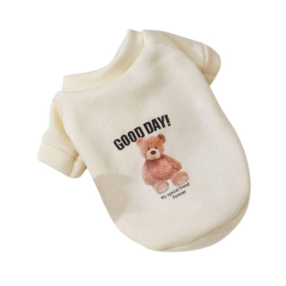 Pull blanc à manches ours Good Day pour chien