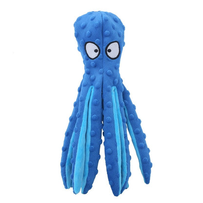 Peluche pieuvre bleu à mâcher pour chien