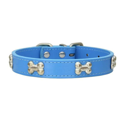 Collier bleu à motifs os pour chien et chat