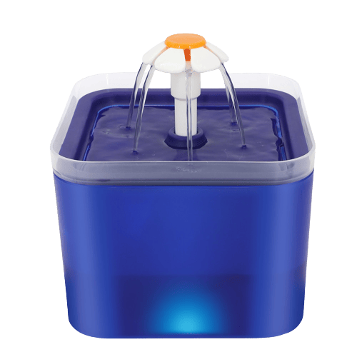 Fontaine à eau carrée bleue avec LED pour chat