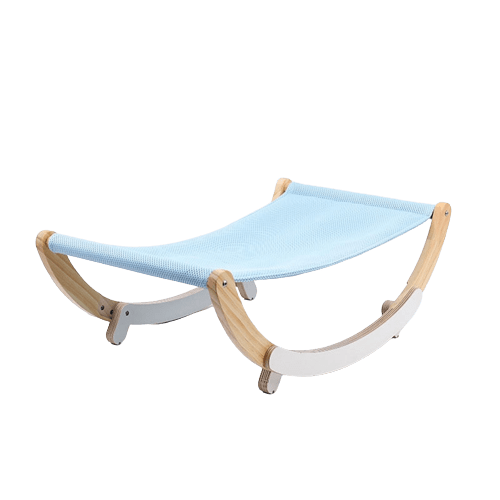 Transat bleu sur pieds en bois pour chats