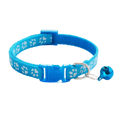 Collier bleu avec clochette pour chat