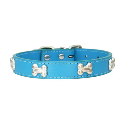 Collier bleu clair à motifs os pour chien et chat