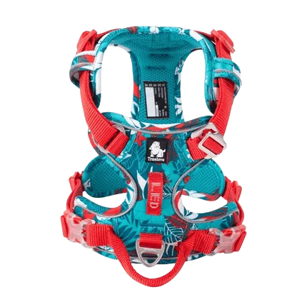 Harnais anti traction bleu clair pour chien - Edition Floral