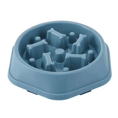 Gamelle anti-glouton bleue motif os pour chien et chat