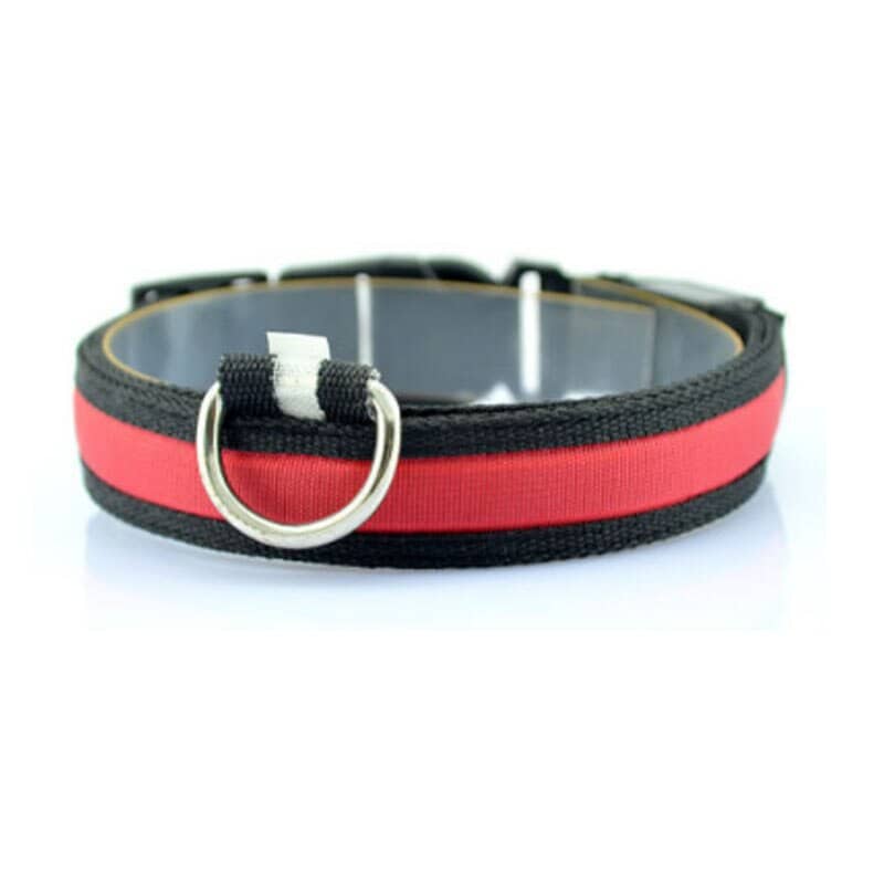 Collier lumineux LED rouge en nylon pour chien et chat