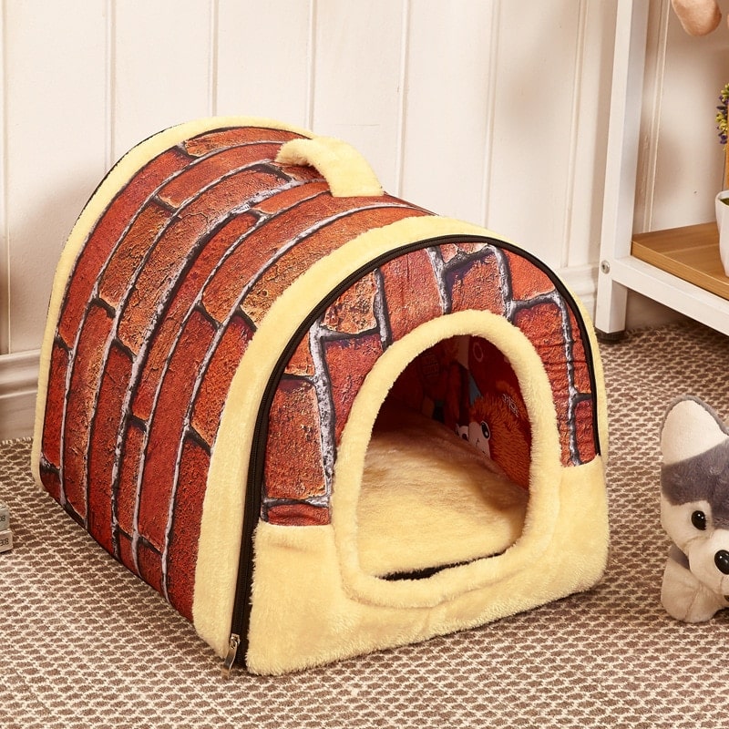 Niche d'intérieur pliable marron pour chat et chien