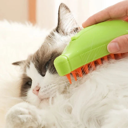 Chat avec notre brosse vapeur