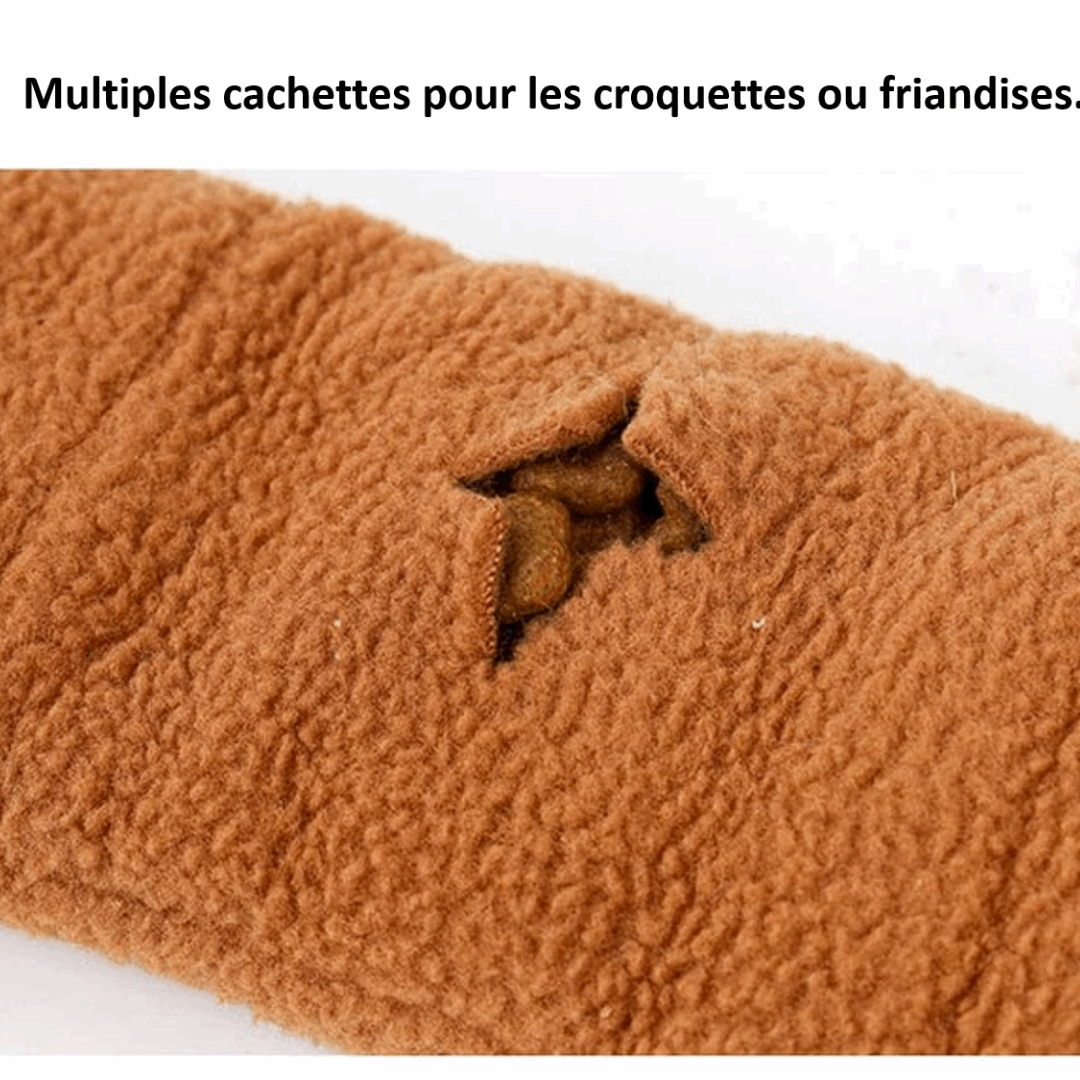 Cachettes pour croquettes dans notre jouet de fouille pour chien