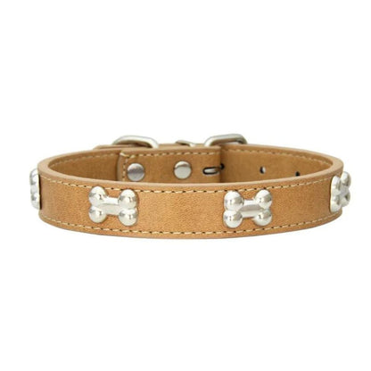 Collier café à motifs os pour chien et chat