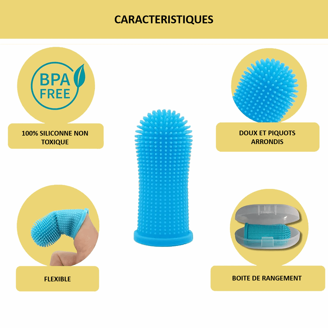 Caractéristiques de notre brosse à dents pour chien