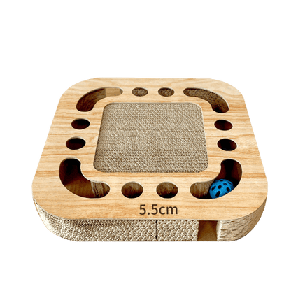 Planche à gratter pour chat avec tunnel pour petites balles