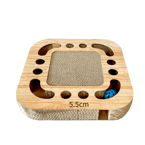 Planche à gratter pour chat avec tunnel pour petites balles