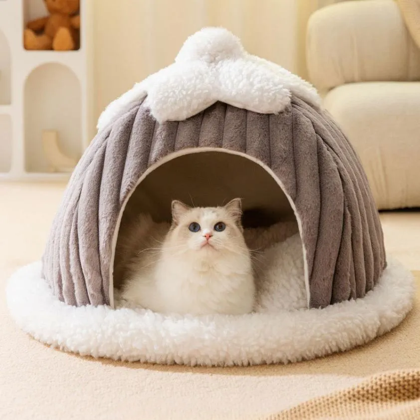 Couchage hivernal et doux pour chat