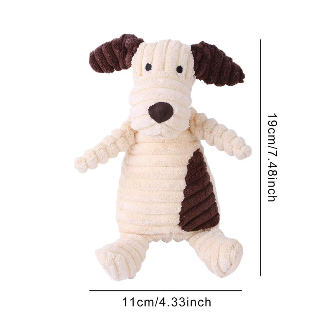 Dimensions de notre peluche côtelée chien
