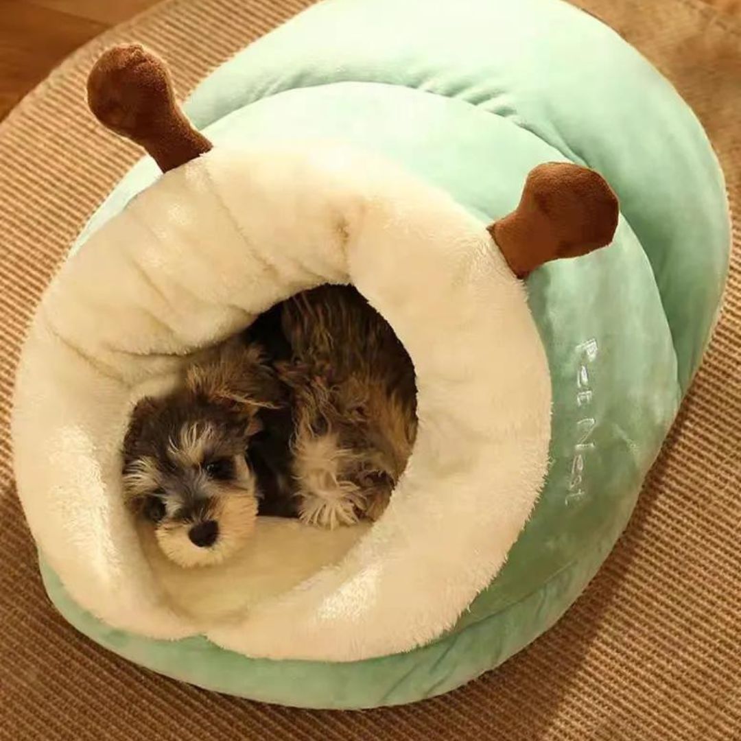 Couchage en forme de pantoufle pour chien et chat