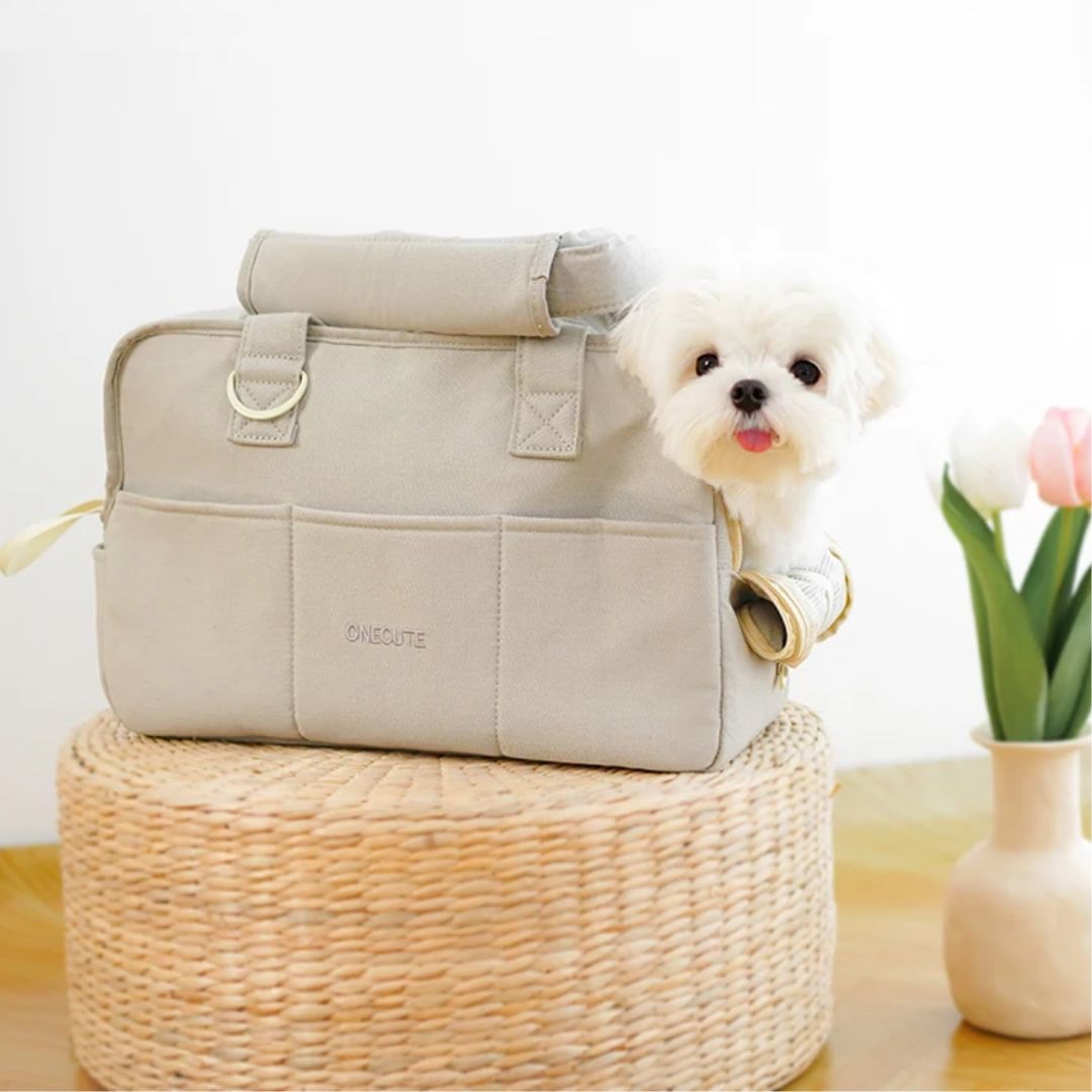 Chien dans notre sac de transport confortable