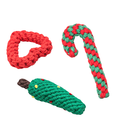 Lot de 3 cordes à mâcher pour chien - édition Christmas