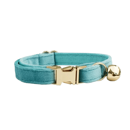 Collier bleu clair en velours pour chat
